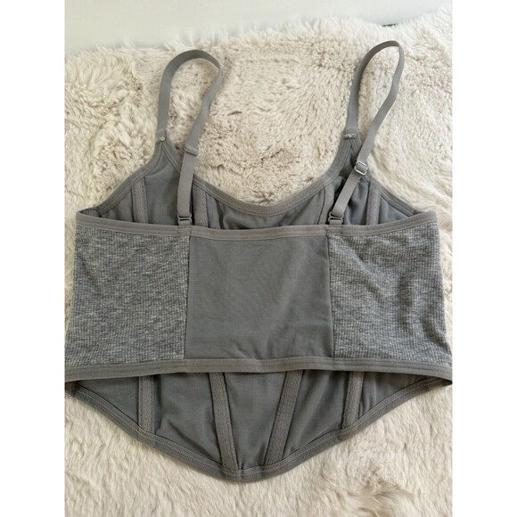 Colsie Tank Corset Womens Ribbed Gray Size Medium M Boning Excellent - Picture 4 of 7